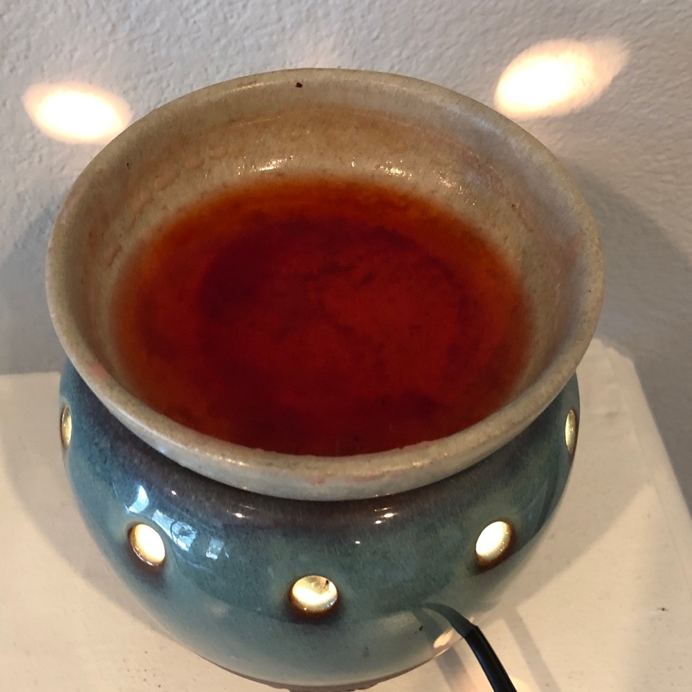 Scentsy Teal and Brown Glazed Ceramic Warmer